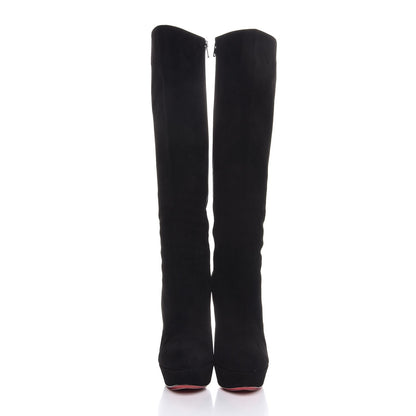 Christian Louboutin Suede Bianca Botta 140 Knee Boots 39.5 Black 2 of 11