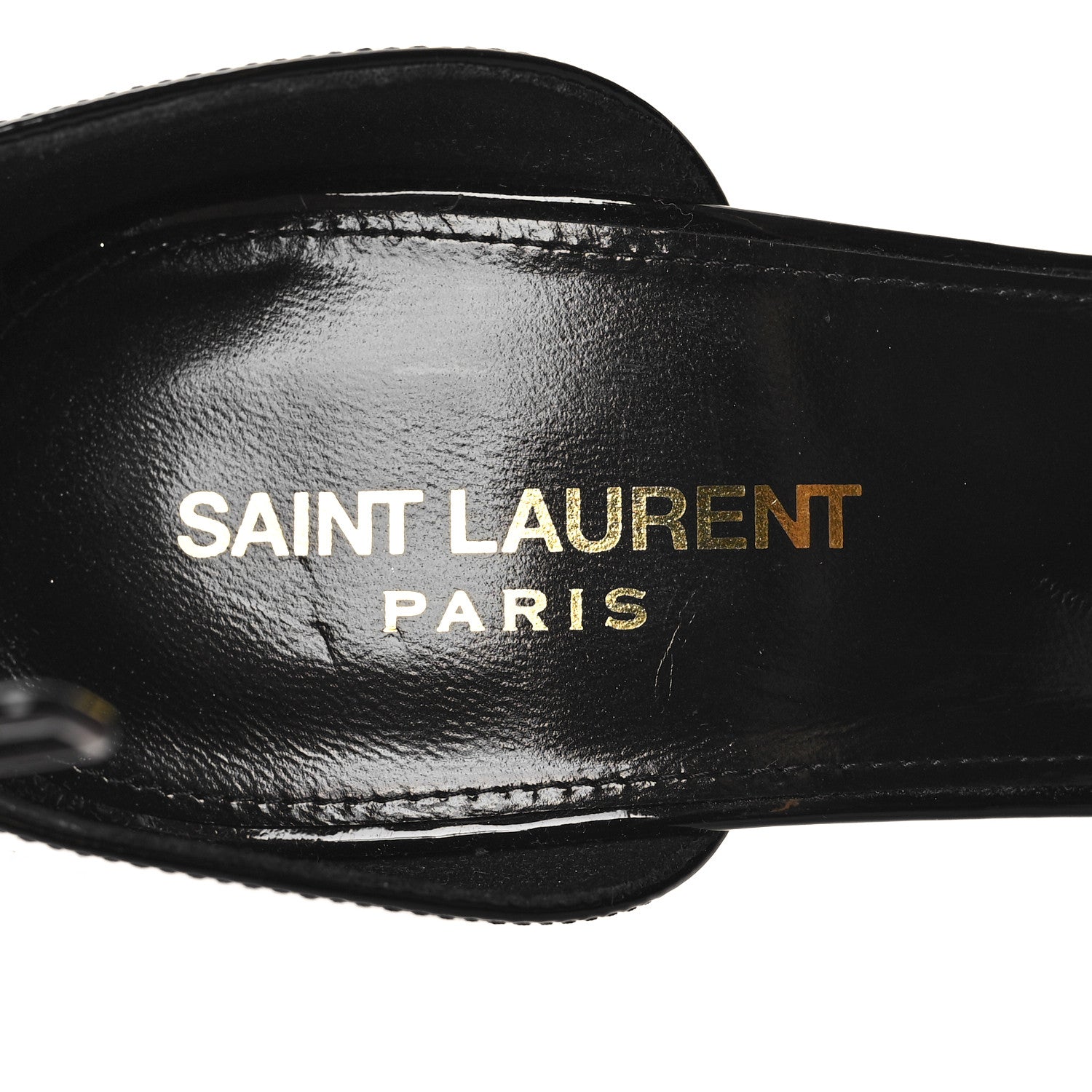 Saint Laurent Patent Calfskin Opyum 110 Sandals 40 Black Gold 8 of 8