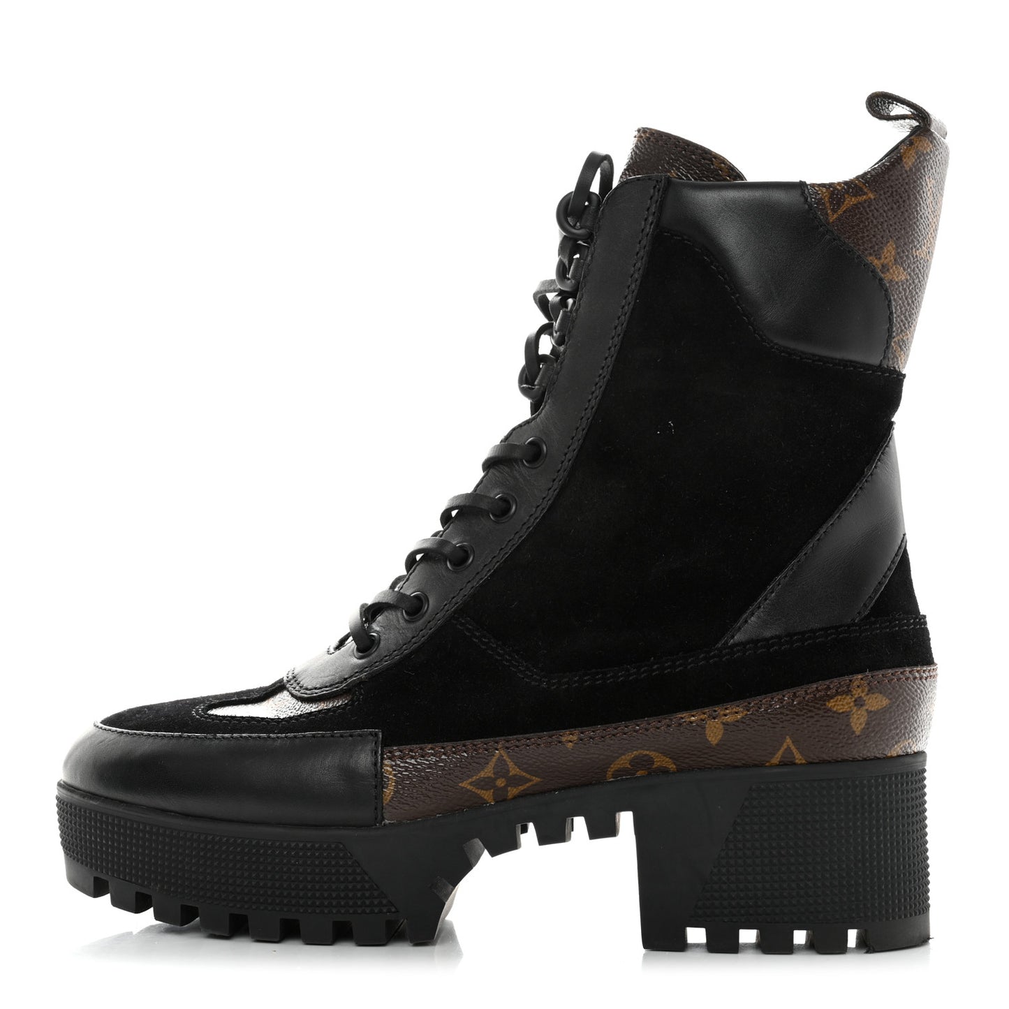 Suede Calfskin Monogram Laureate Platform Desert Boots 40 Black