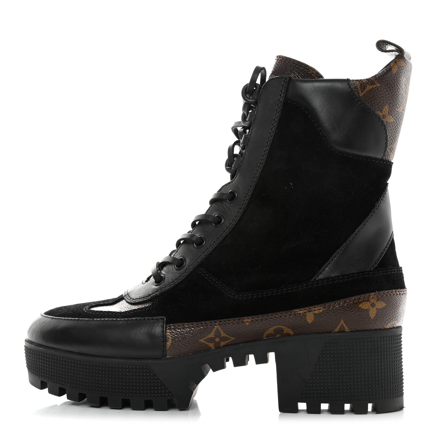 Louis Vuitton Suede Calfskin Monogram Laureate Platform Desert Boots 40 Black 1 of 8