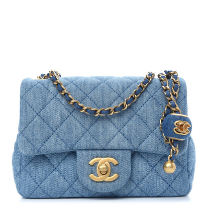 Chanel Denim Quilted Mini Pearl Crush Flap Blue 1 of 9