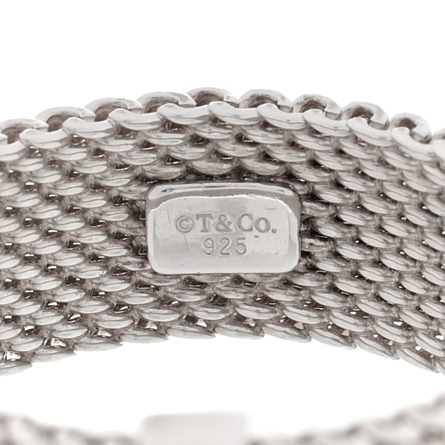 Tiffany Sterling Silver Diamond Somerset Mesh Ring 50 5.5 4 of 4