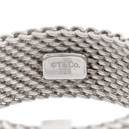 Tiffany Sterling Silver Diamond Somerset Mesh Ring 50 5.5 4 of 4