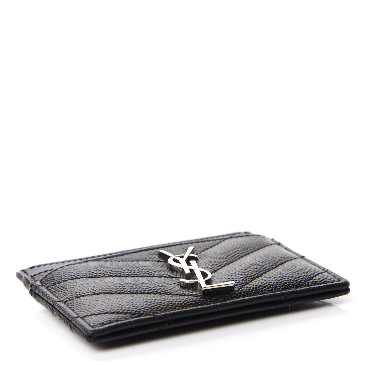 Grain De Poudre Matelasse Chevron Monogram Credit Card Case Black