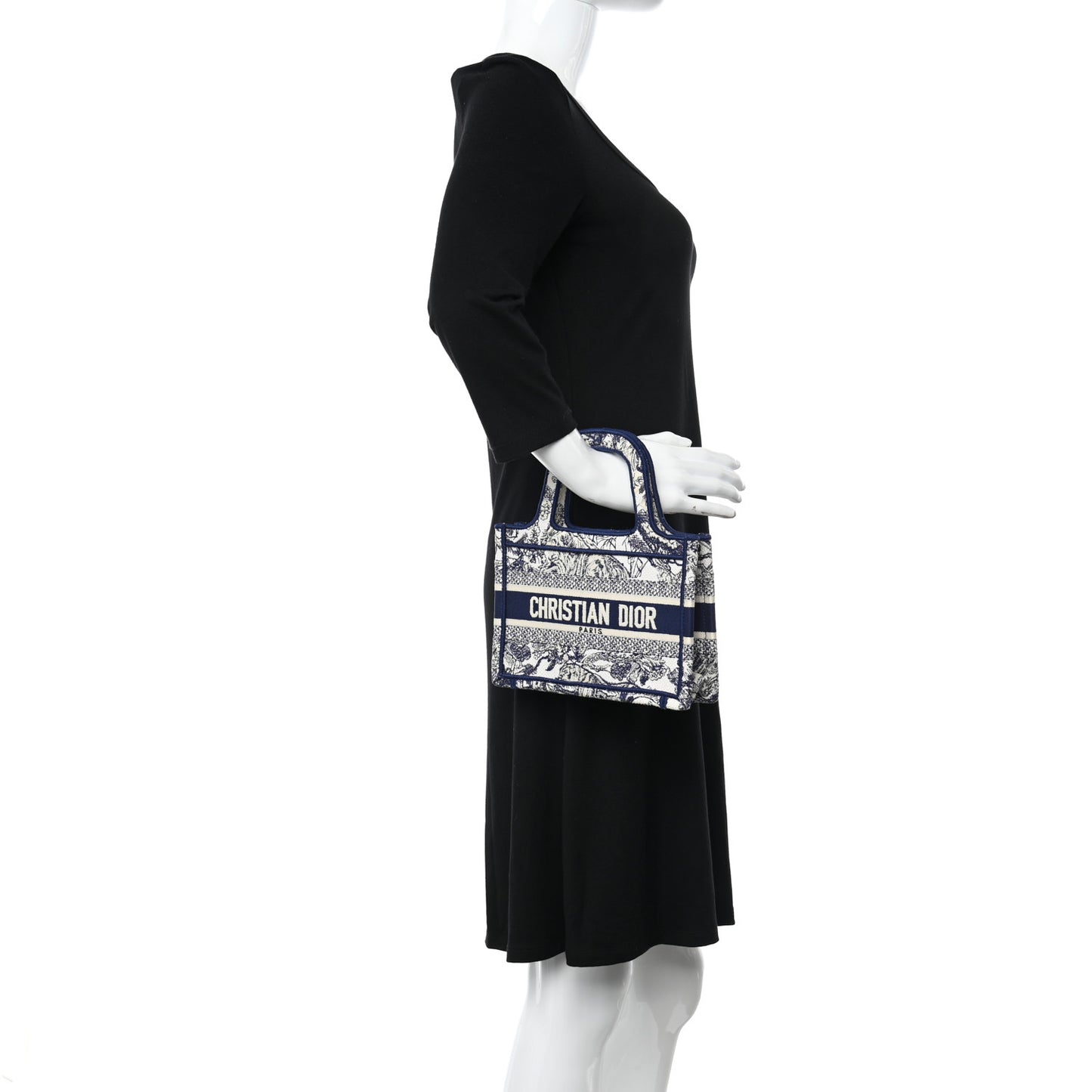 Canvas Embroidered Mini Toile De Jouy Book Tote Blue