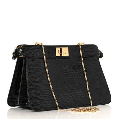 Fendi Lizard Peekaboo I SEE U East West Chain Satchel Black 3 of 9