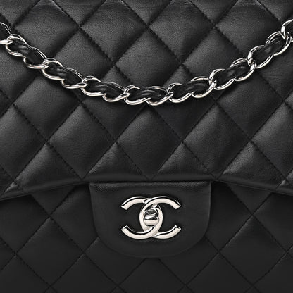 Chanel Lambskin Quilted Jumbo Double Flap Black 10 of 13