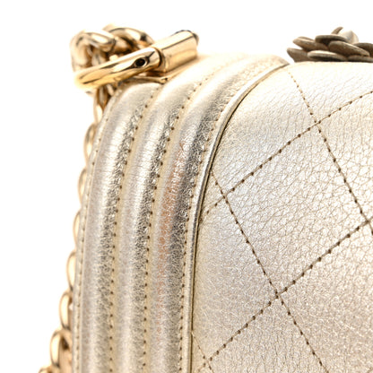 Chanel Metallic Calfskin Quilted Camellia Small Boy Flap Gold 17 of 18