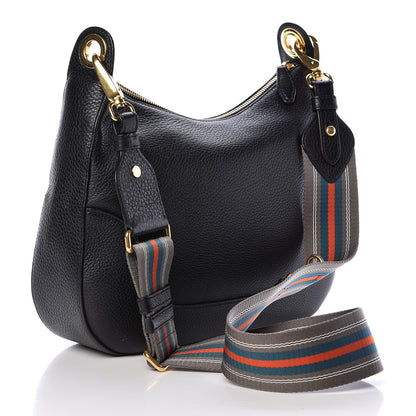 Prada Vitello Daino Zippered Messenger Hobo Black 3 of 10