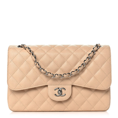 Chanel Caviar Quilted Jumbo Double Flap Beige 1 of 14