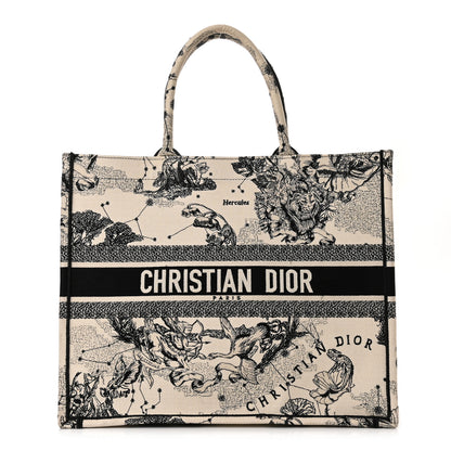 Christian Dior Canvas Embroidered Large Zodiac Toile De Jouy Book Tote Latte 1 of 11