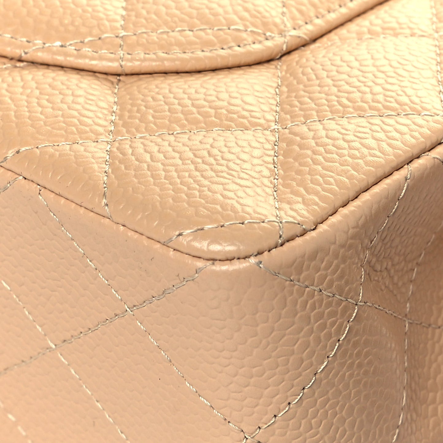 Caviar Quilted Small Double Flap Beige