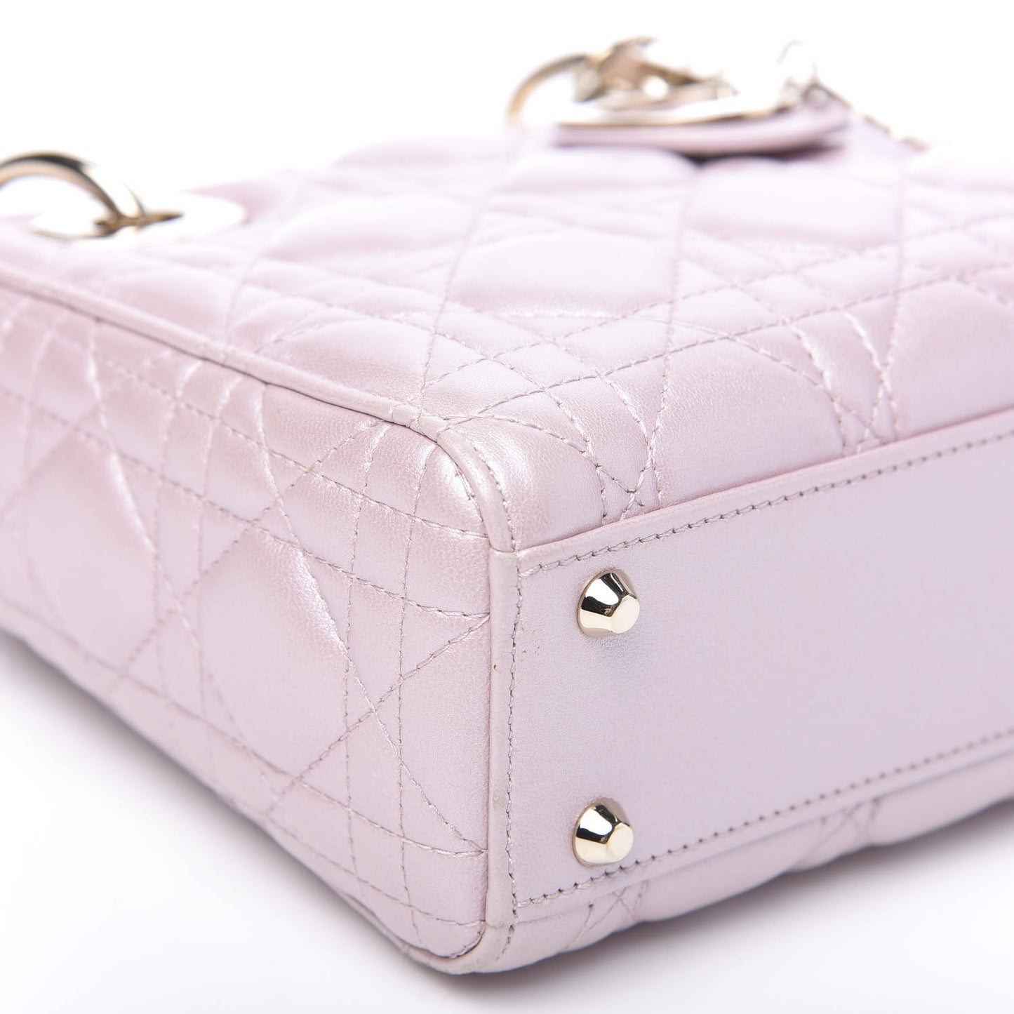 Metallic Lambskin Cannage Mini Lady Dior Lotus