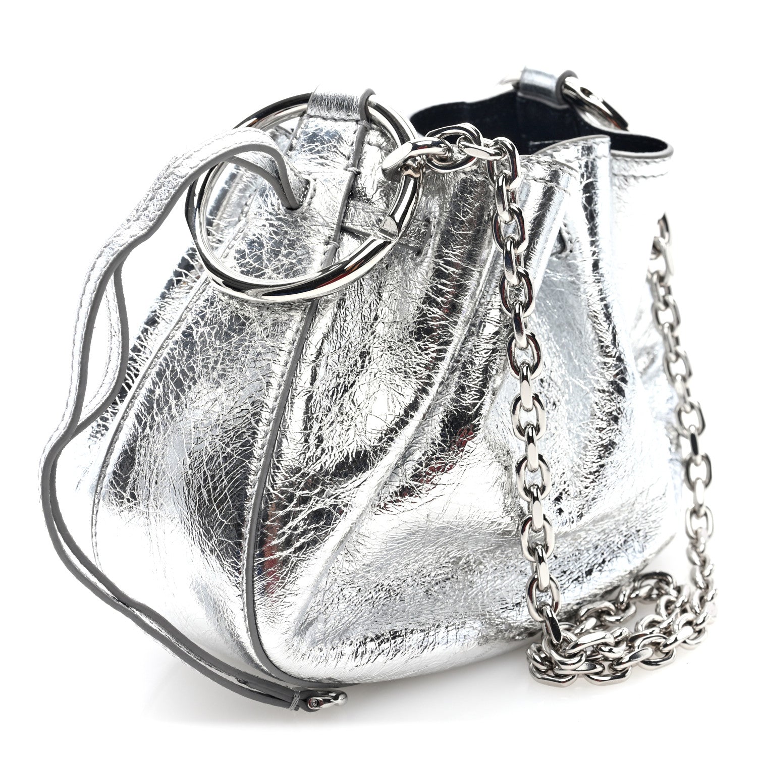 Givenchy Metallic Crackled Lambskin Mini Pumpkin Bag  Light Silvery 3 of 9