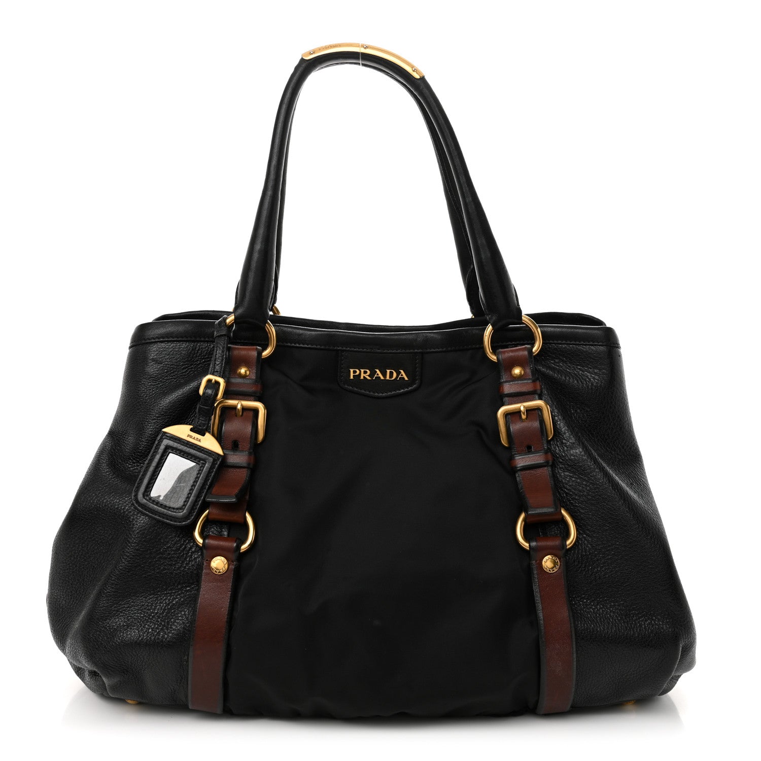 Prada Tessuto Vitello Daino Tote Black Bruciato 1 of 10