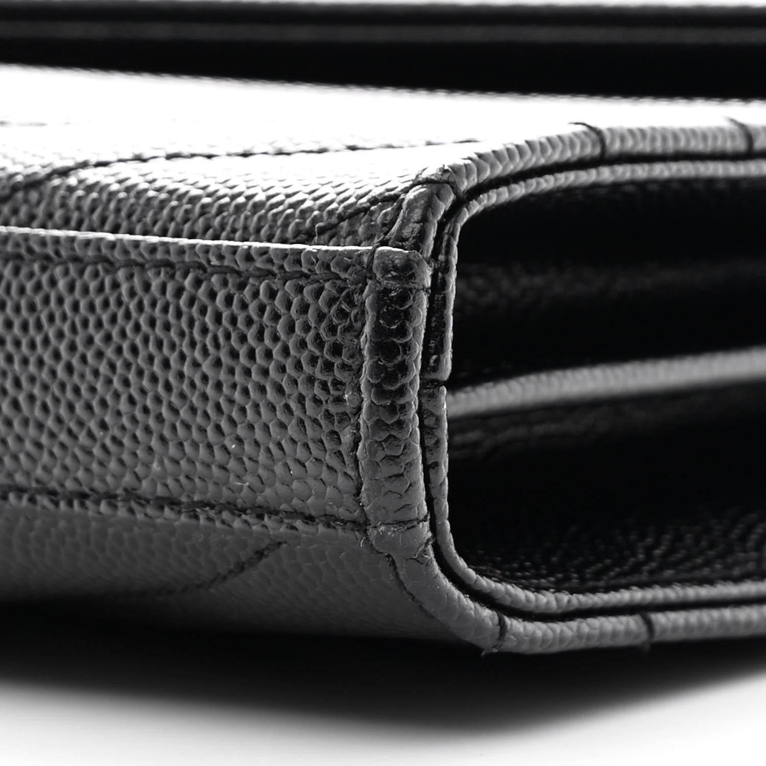 Saint Laurent Grain De Poudre Matelasse Chevron Monogram Chain Wallet Black 12 of 12