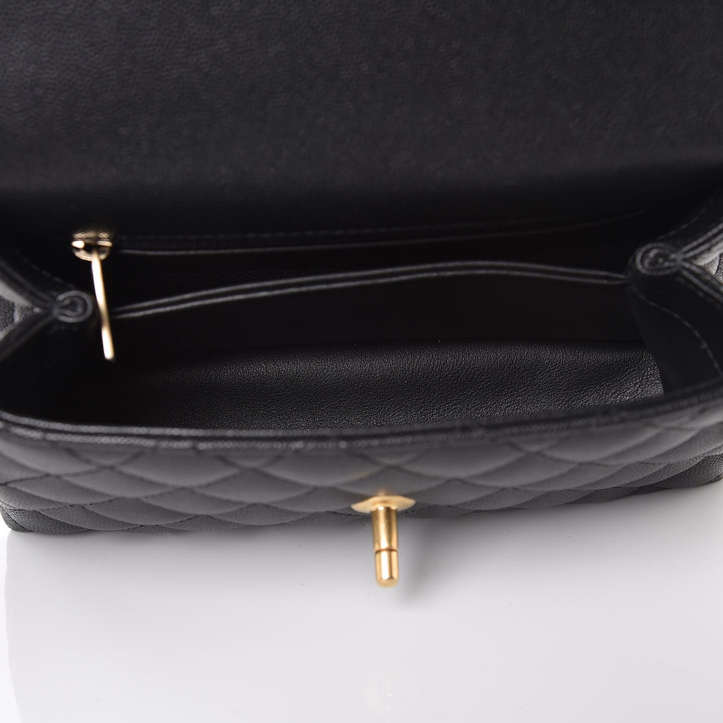 Caviar Lizard Quilted Mini Coco Handle Flap Black
