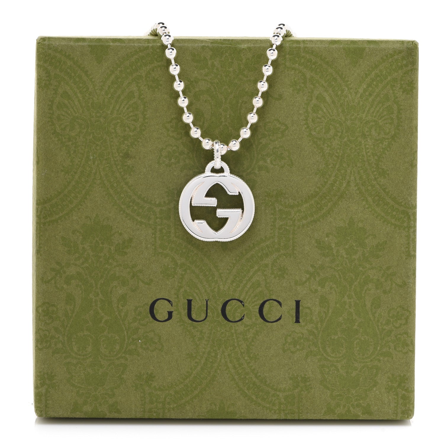 Gucci Sterling Silver Interlocking GG Pendant Beaded Necklace 7 of 7