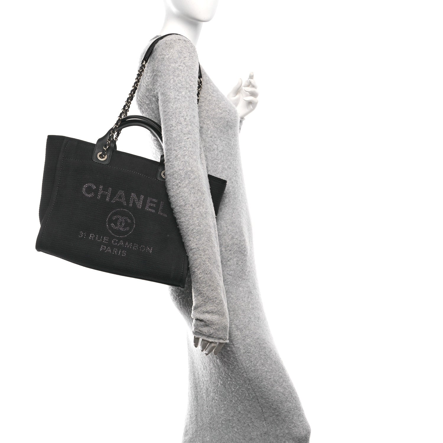 Chanel Mixed Fibers Small Deauville Tote Black 3 of 11