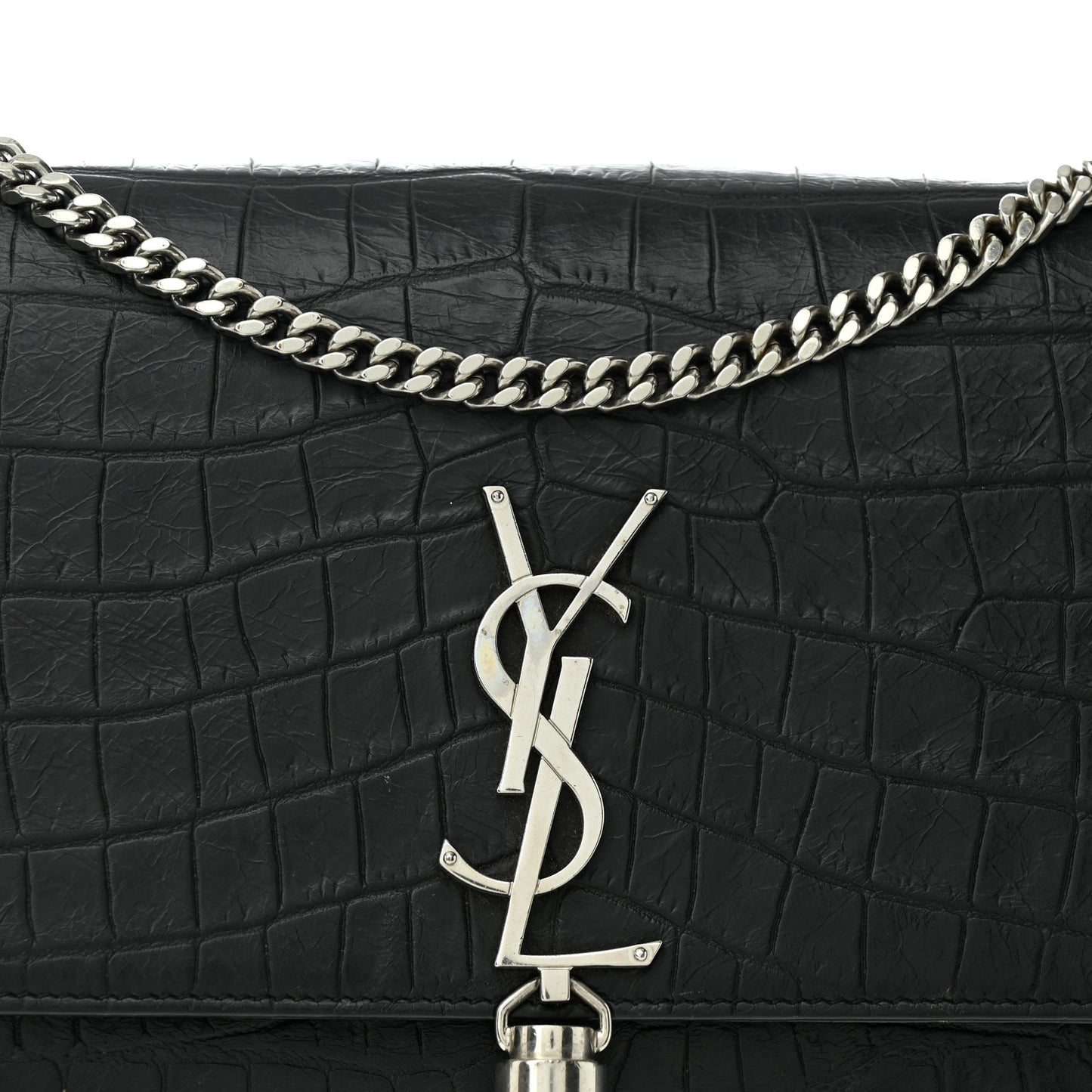 Calfskin Crocodile Embossed Kate Monogram Tassel