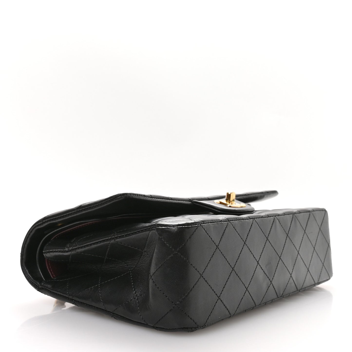 Lambskin Quilted Medium Double Flap Black