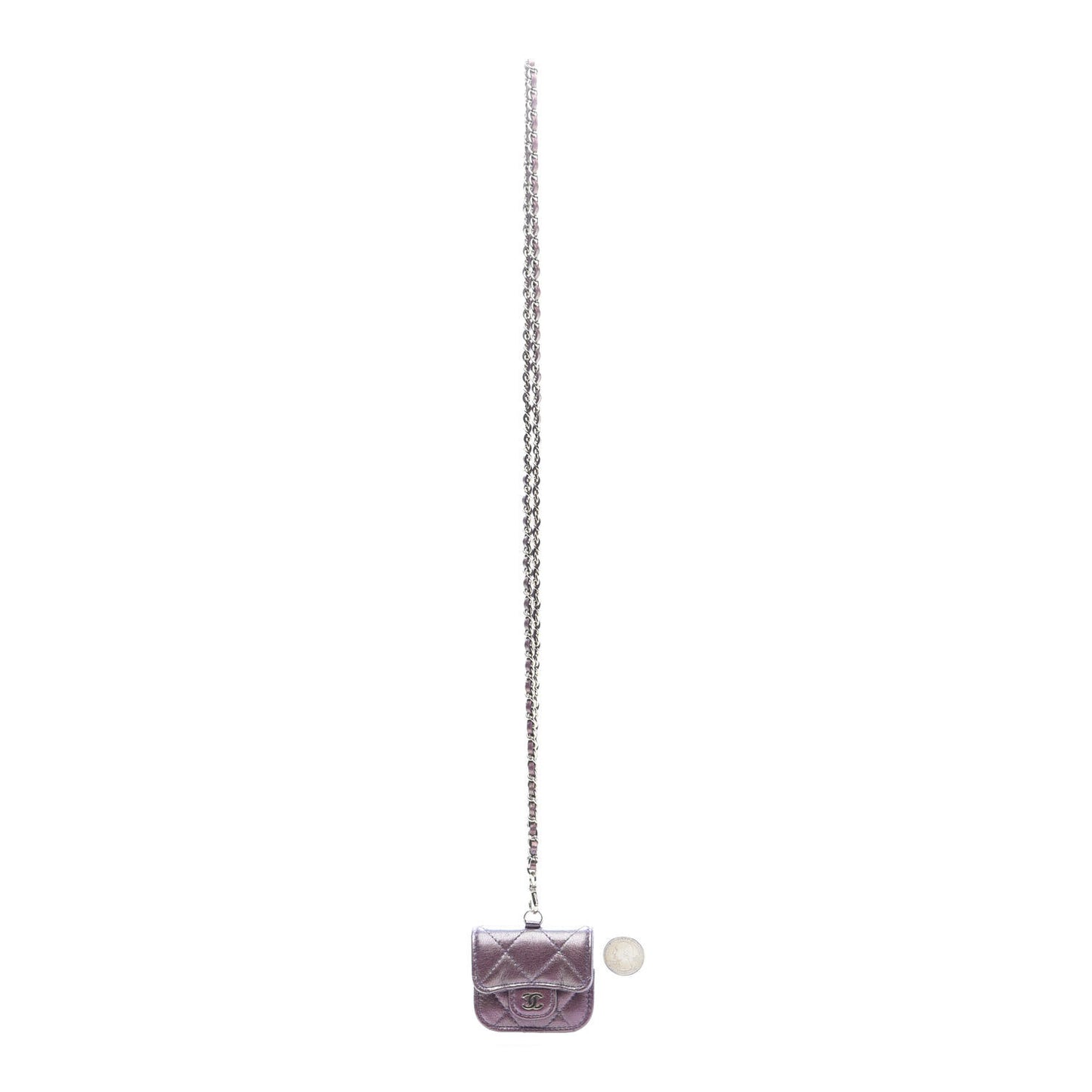 Iridescent Lambskin Quilted Airpods Pro Case Purple
