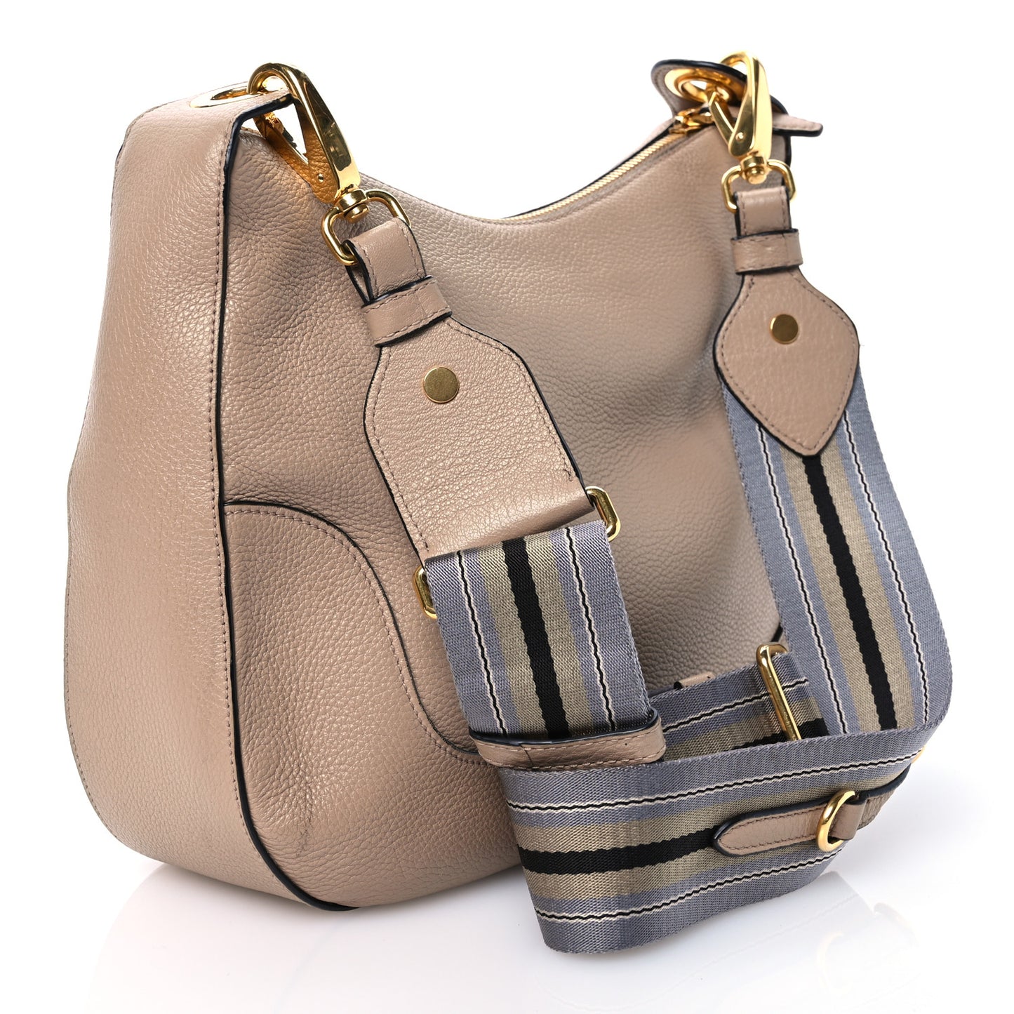 Vitello Phenix Zippered Messenger Hobo Cammeo