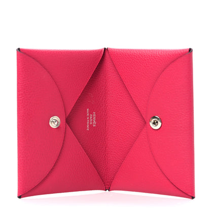 Hermes Evercolor Calvi Card Case Framboise 5 of 7
