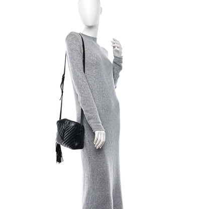 Saint Laurent Calfskin Matelasse Monogram Monochrome Lou Camera Bag Black 2 of 9