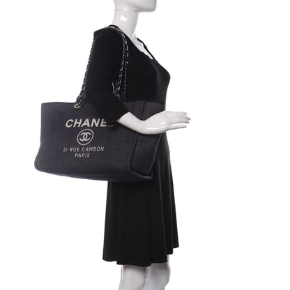 Chanel Denim Medium Deauville Tote Dark Blue 3 of 11