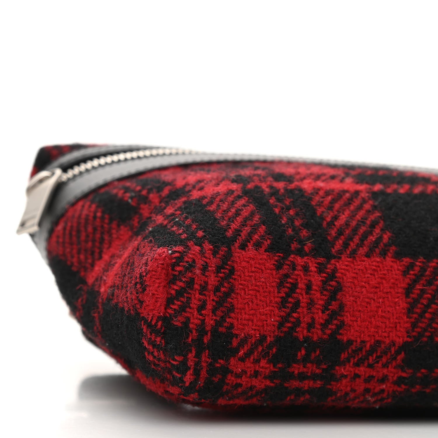 Saint Laurent Wool Tartan City Belt Bag Red Black 9 of 10