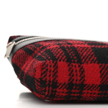 Saint Laurent Wool Tartan City Belt Bag Red Black 9 of 10