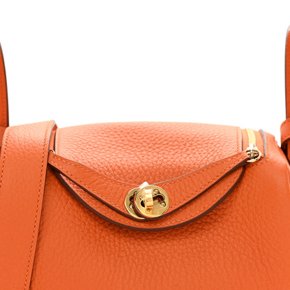 Hermes Taurillon Clemence Mini Lindy 20 Orange 5 of 10