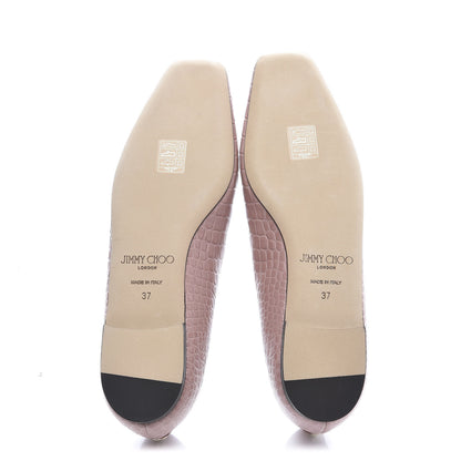 Jimmy Choo Crocodile Embossed Calfskin Mirele Ballet Flat 37 Blush 6 of 9