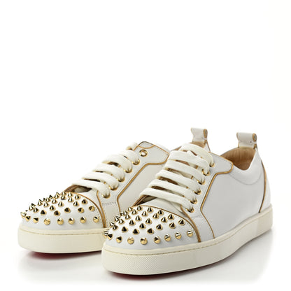 Christian Louboutin Nappa Spikes Womens Vieira Flat Sneakers 39.5 White Gold 3 of 7