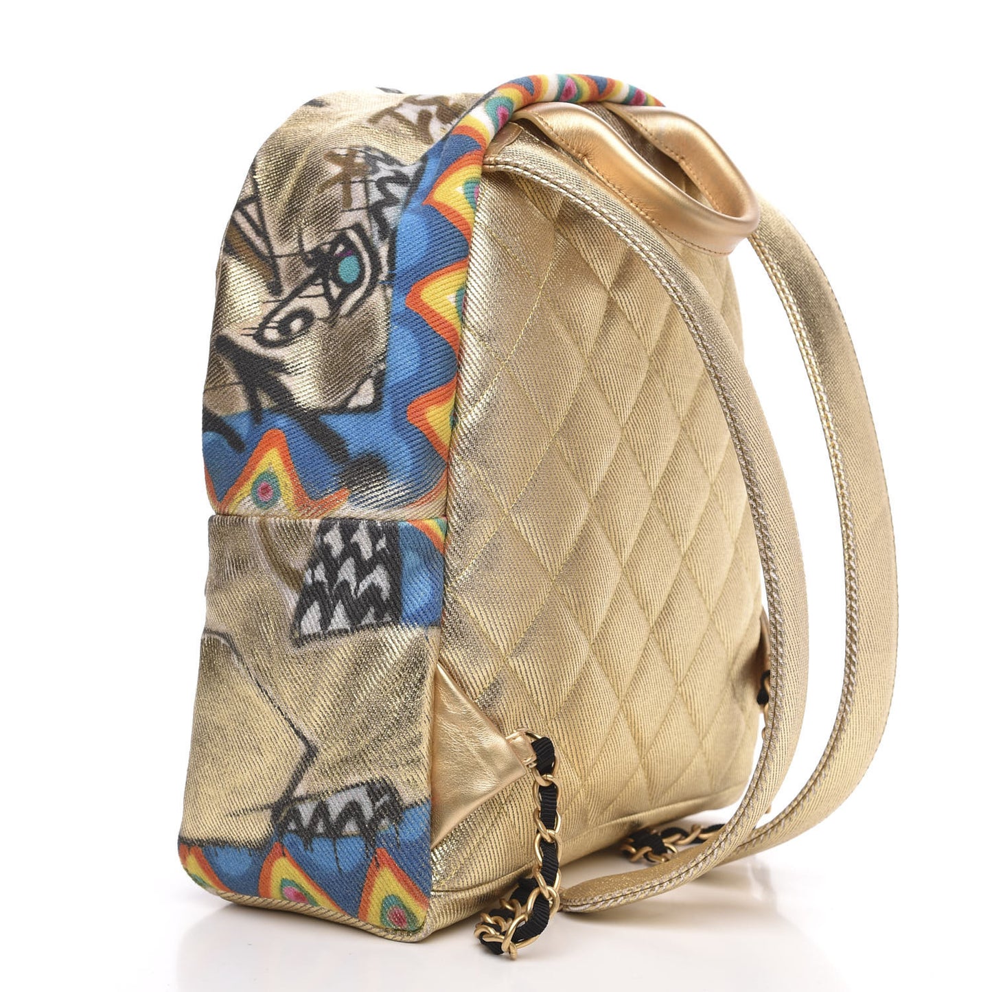 Graffiti Printed Canvas Street Spirit Backpack Multicolor