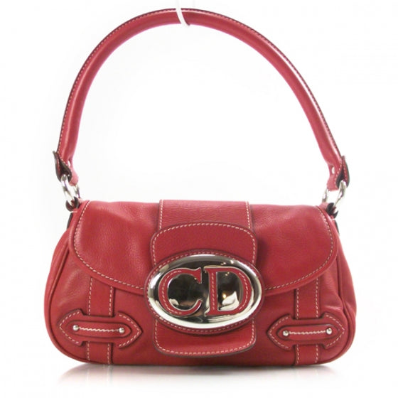 Leather Logo Flap Bag Red