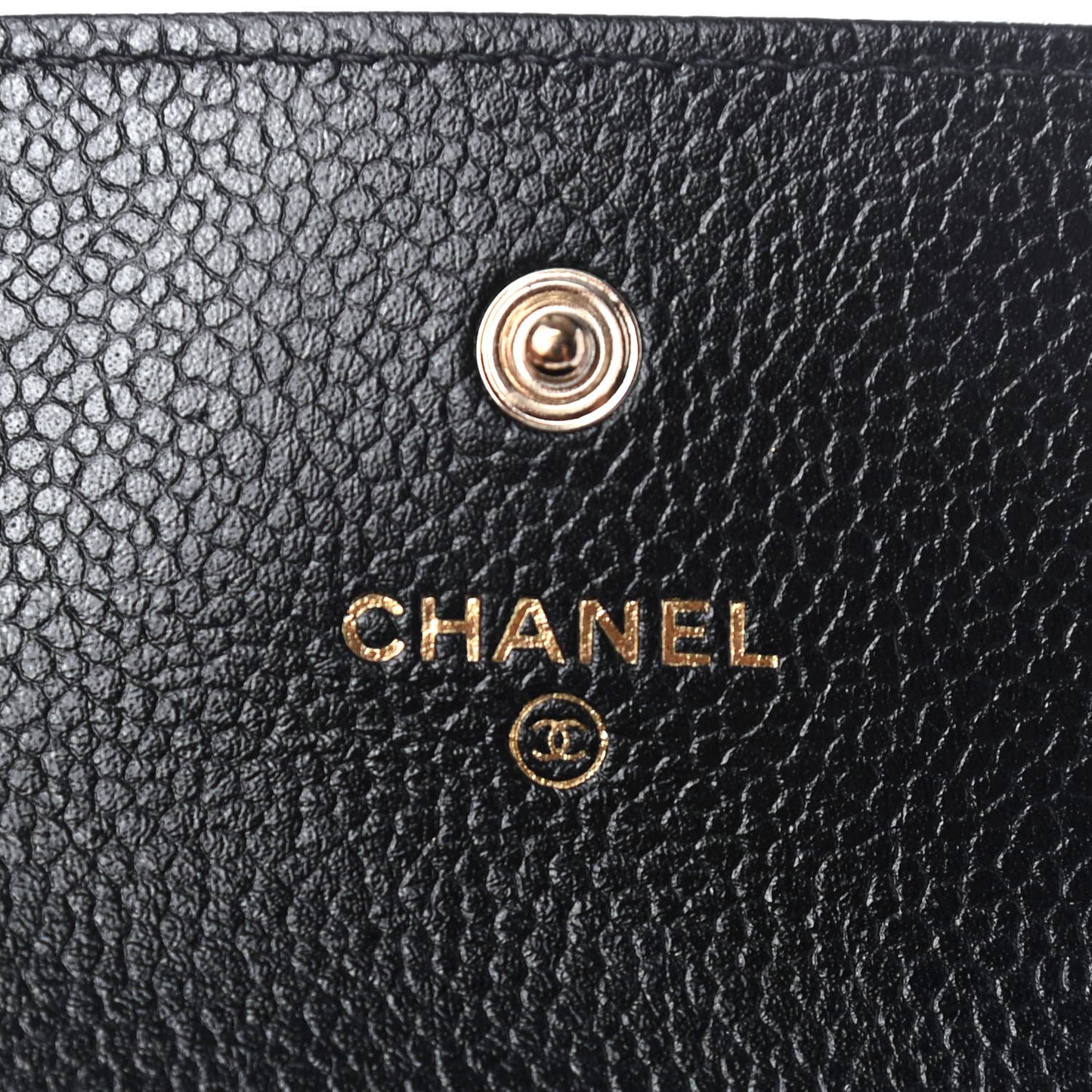 Caviar Camellia Embossed Card Holder Wallet Black