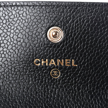 Chanel Caviar Camellia Embossed Card Holder Wallet Black 6 of 9