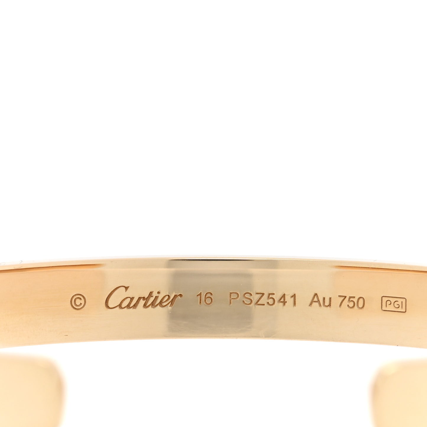 18K Yellow Gold LOVE Cuff Bracelet 16