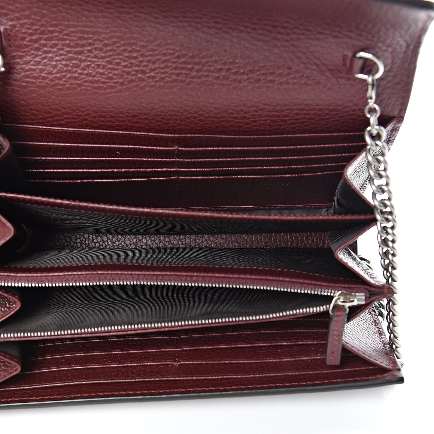 Dollar Calfskin Crystal Mini Dionysus Chain Wallet Vintage Bordeaux
