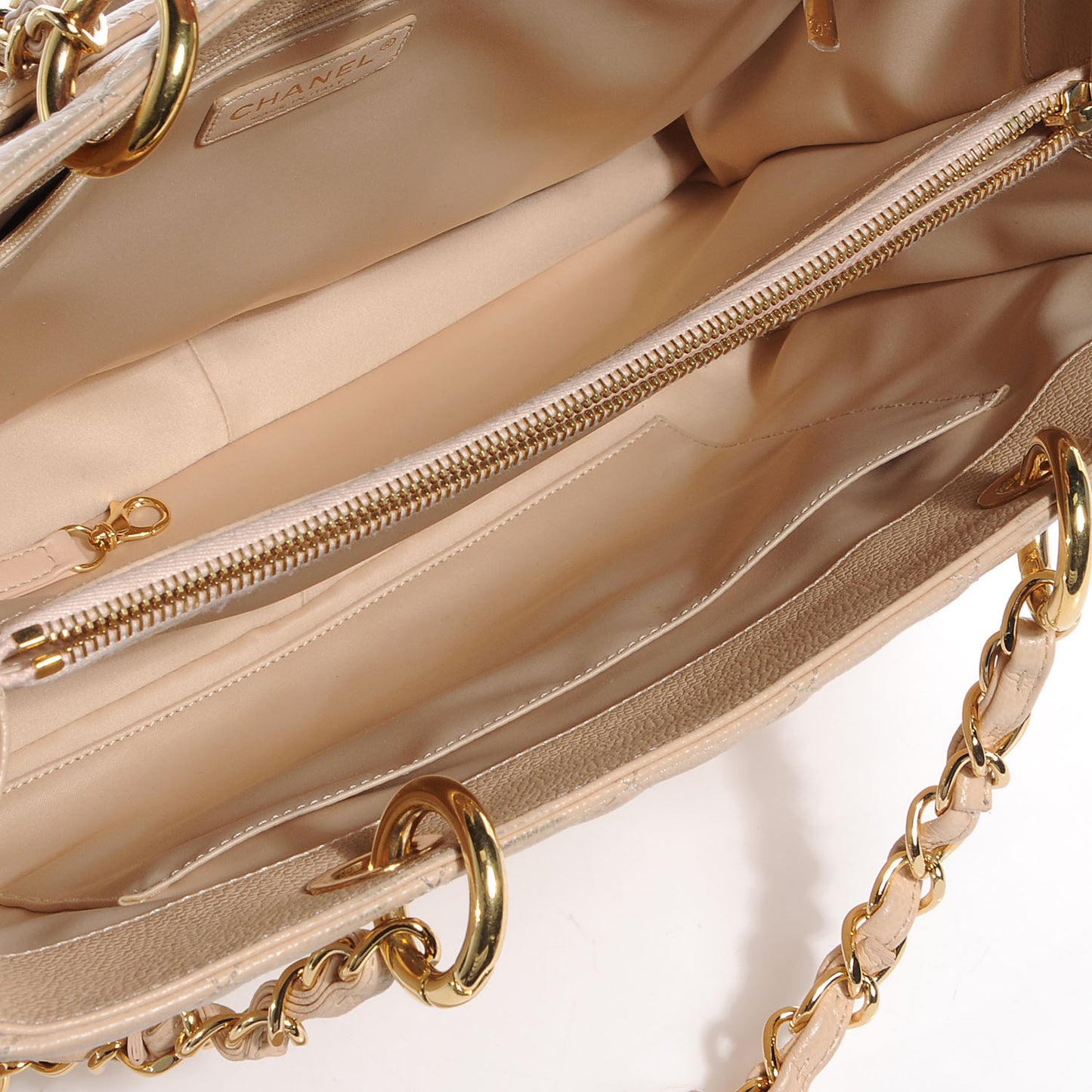 Caviar Quilted Grand Shopping Tote GST Beige