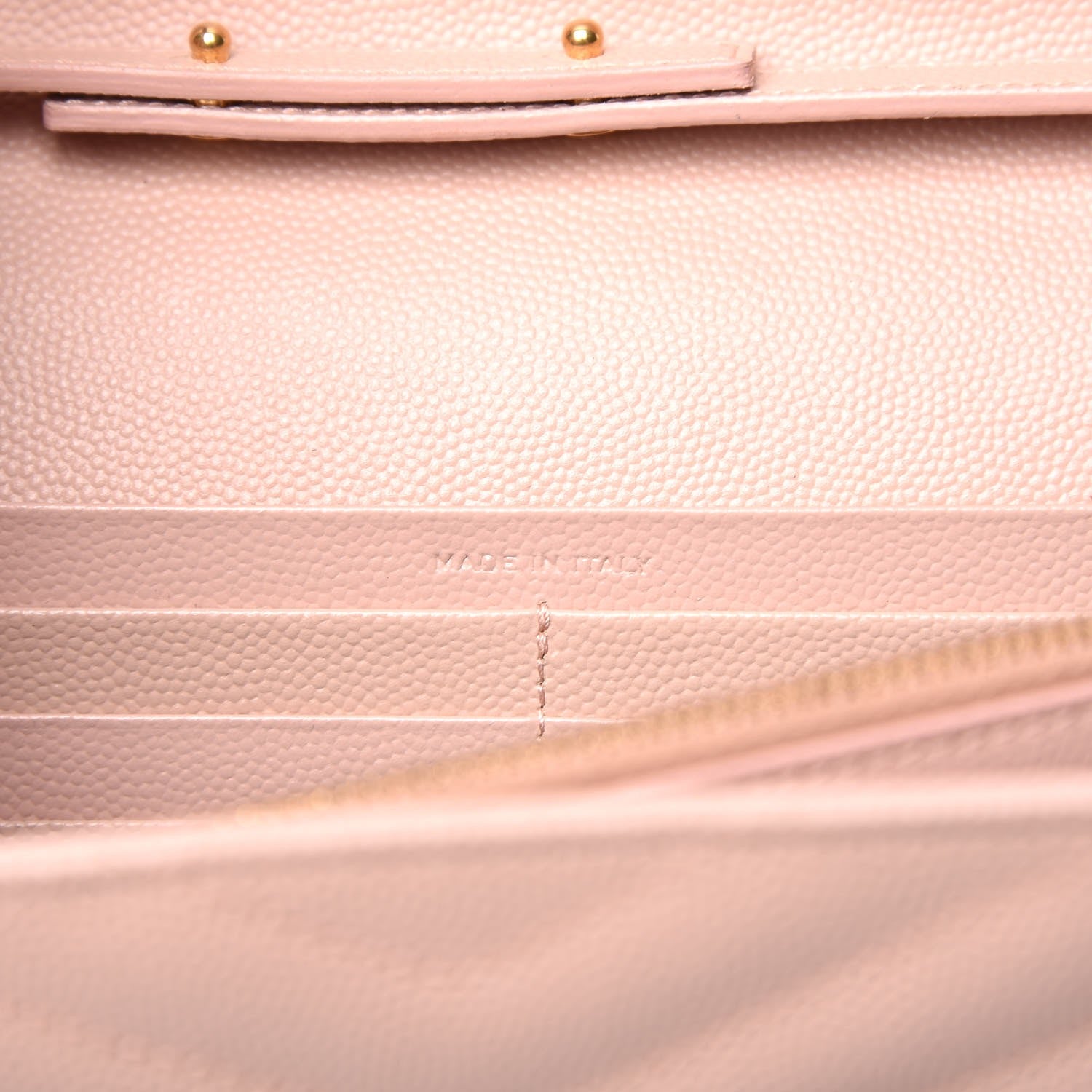 Saint Laurent Grain De Poudre Matelasse Chevron Monogram Chain Wallet Pale Pink 7 of 9