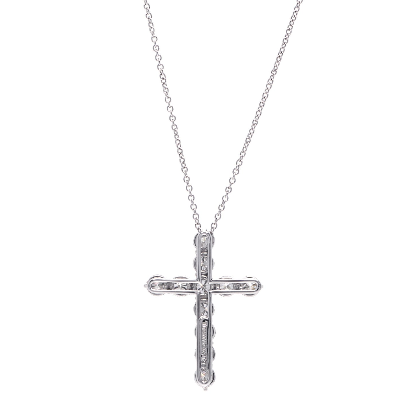 Platinum Diamond Large Cross Pendant Necklace