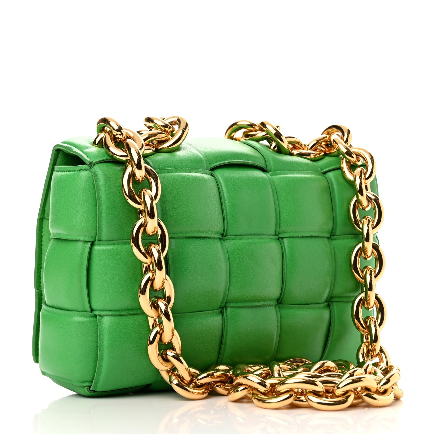 Bottega Veneta Lambskin Maxi Intreccio Padded Chain Cassette Crossbody Bag Grass 3 of 10