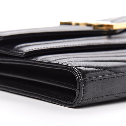 Saint Laurent Lambskin Matelasse Chevron Monogram Sulpice Chain Wallet Black 9 of 10