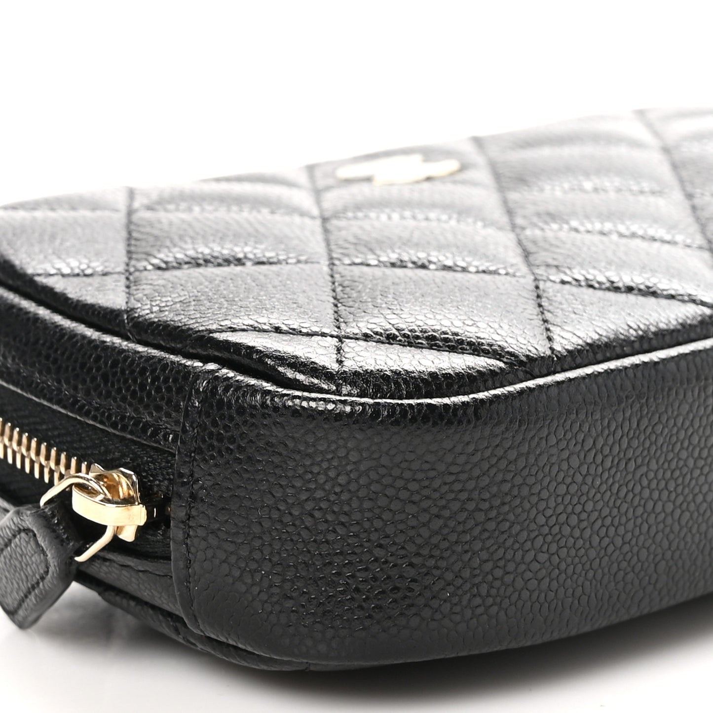 Caviar Quilted Small Curvy Pouch Cosmetic Case Black