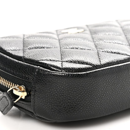 Chanel Caviar Quilted Small Curvy Pouch Cosmetic Case Black 9 of 10