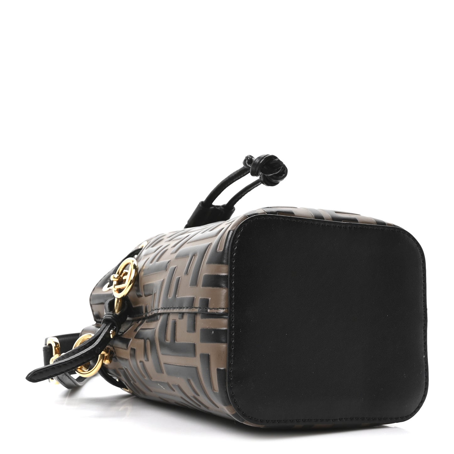 Vitello Liberty F is Fendi Bi-Color FF 1974 Embossed Mini Mon Tresor Bucket Bag Maya Black