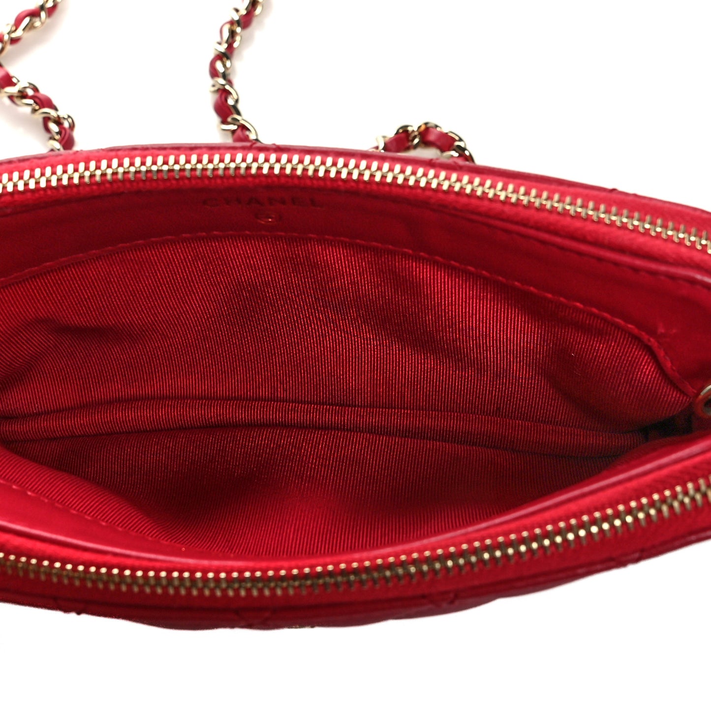 Lambskin Quilted Small Clutch With Chain Red